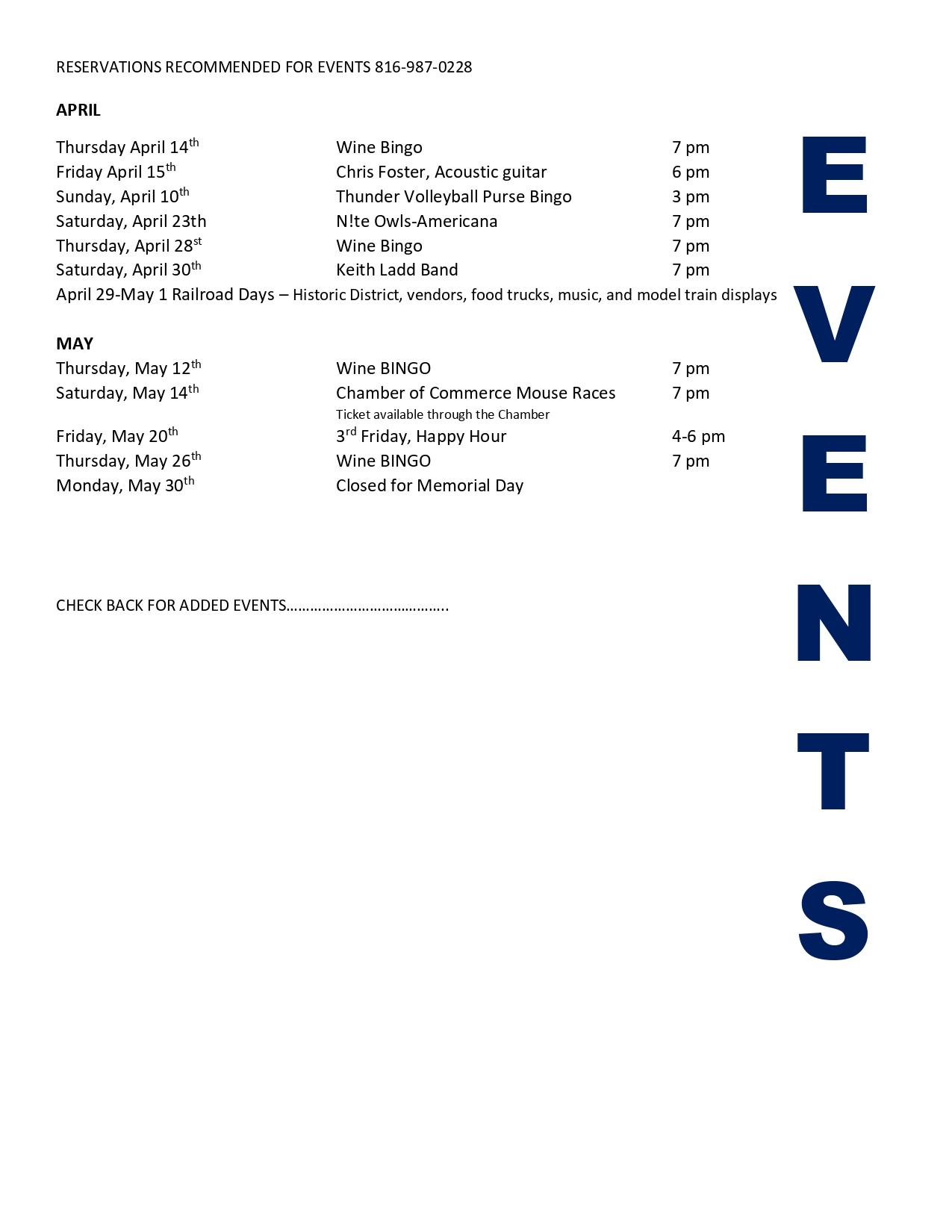 Events of Schedule